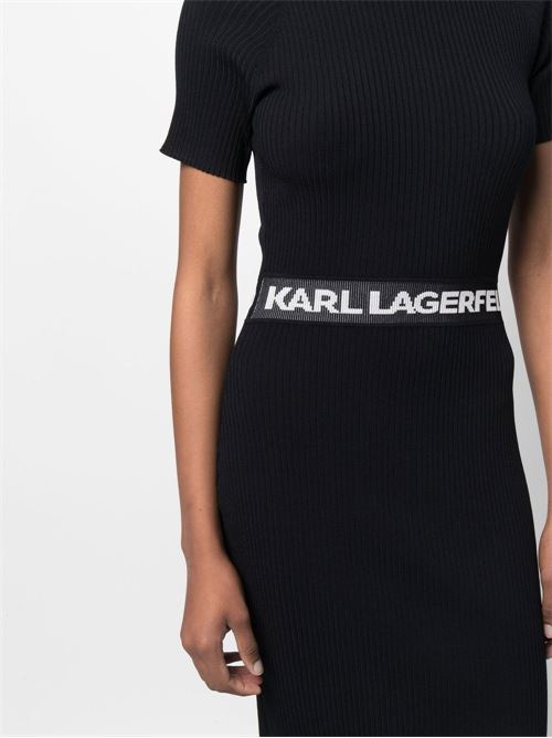 Abito donna lungo ed elasticizzato con scritta logo in vita Karl Lagerfeld | 225W1350999